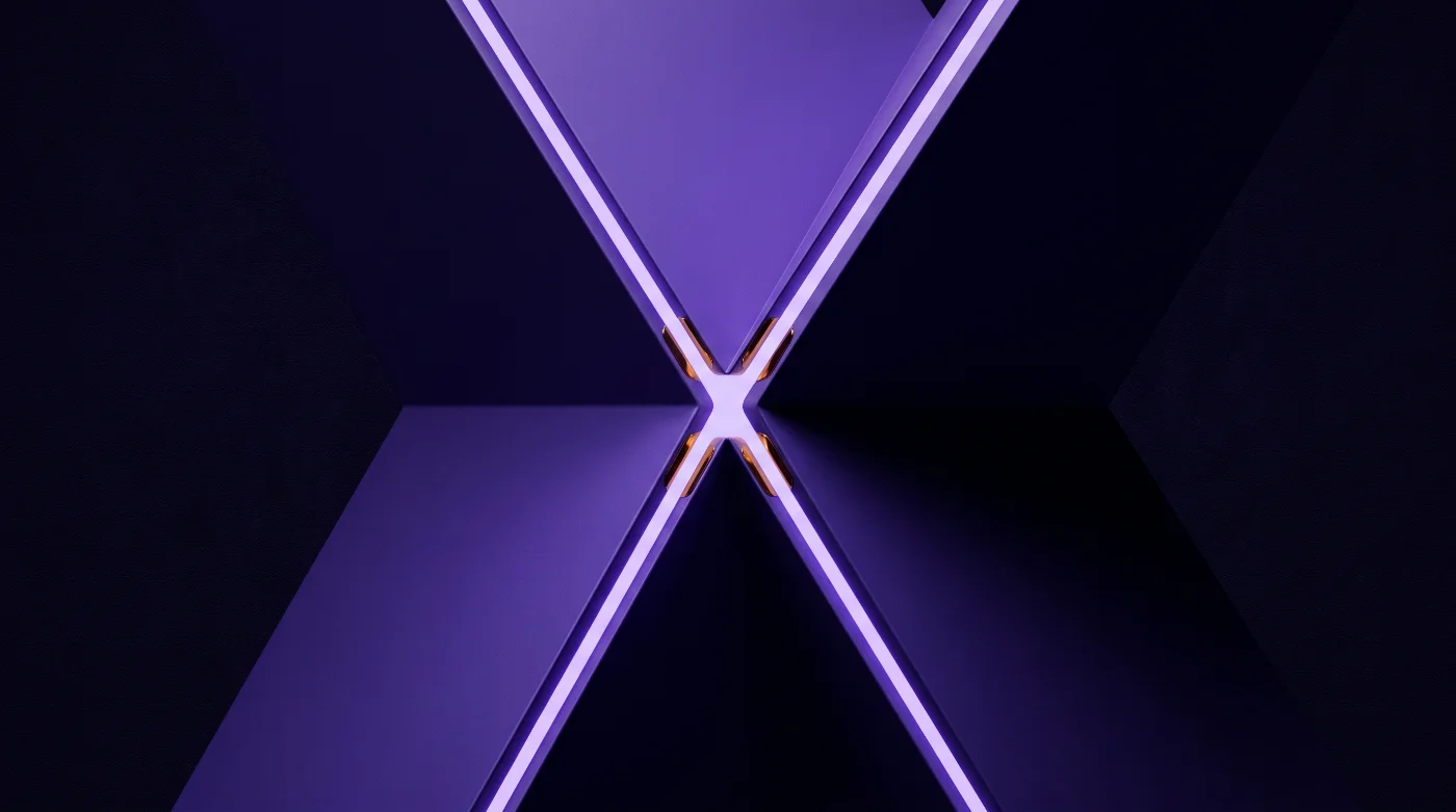 Zwei geometrische Flächen treffen sich entlang einer präzisen Lichtnaht